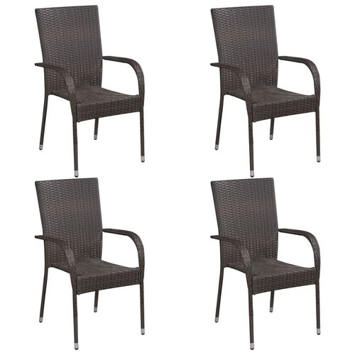 vidaXL 5 Piece Garden Dining Set with Solid Acacia Wood Table and Weather-Resistant Rattan Chairs for Outdoor Entertaining.