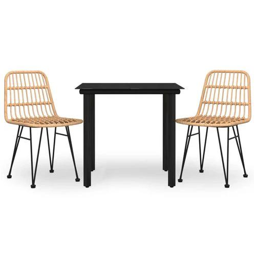 vidaXL vidaXL 3 Piece Garden Dining Set with Weather Resistant PE Rattan for Outdoor Dining Enthusiasts - Garden Set