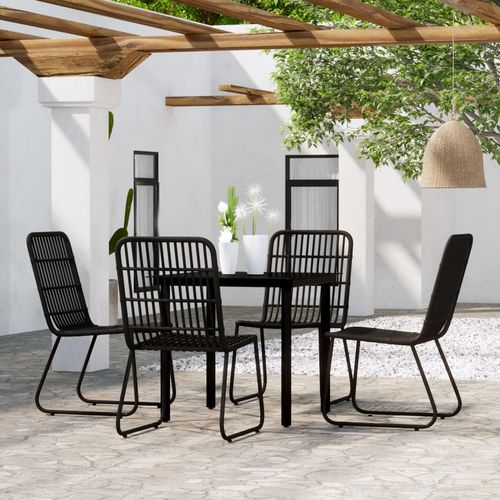 Elegant vidaXL 3 Piece Garden Dining Set Oak with Sturdy Steel Frame and Easy Clean Glass Top for Outdoor Entertaining.