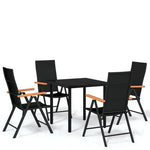 vidaXL vidaXL 5 Piece Garden Dining Set Black and Brown Poly Rattan - Garden Set