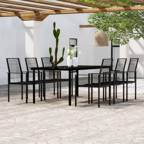 vidaXL 3 Piece Garden Dining Set 80x80x74 cm with Powder-Coated Steel Frame and Water-Resistant PVC Rattan Chairs for Outdoor Use by vidaXL