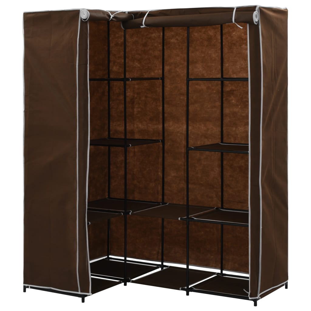 VidaXL Corner Wardrobe 130x87x169 Iron Frame Bedroom with beige fabric panels for corner storage