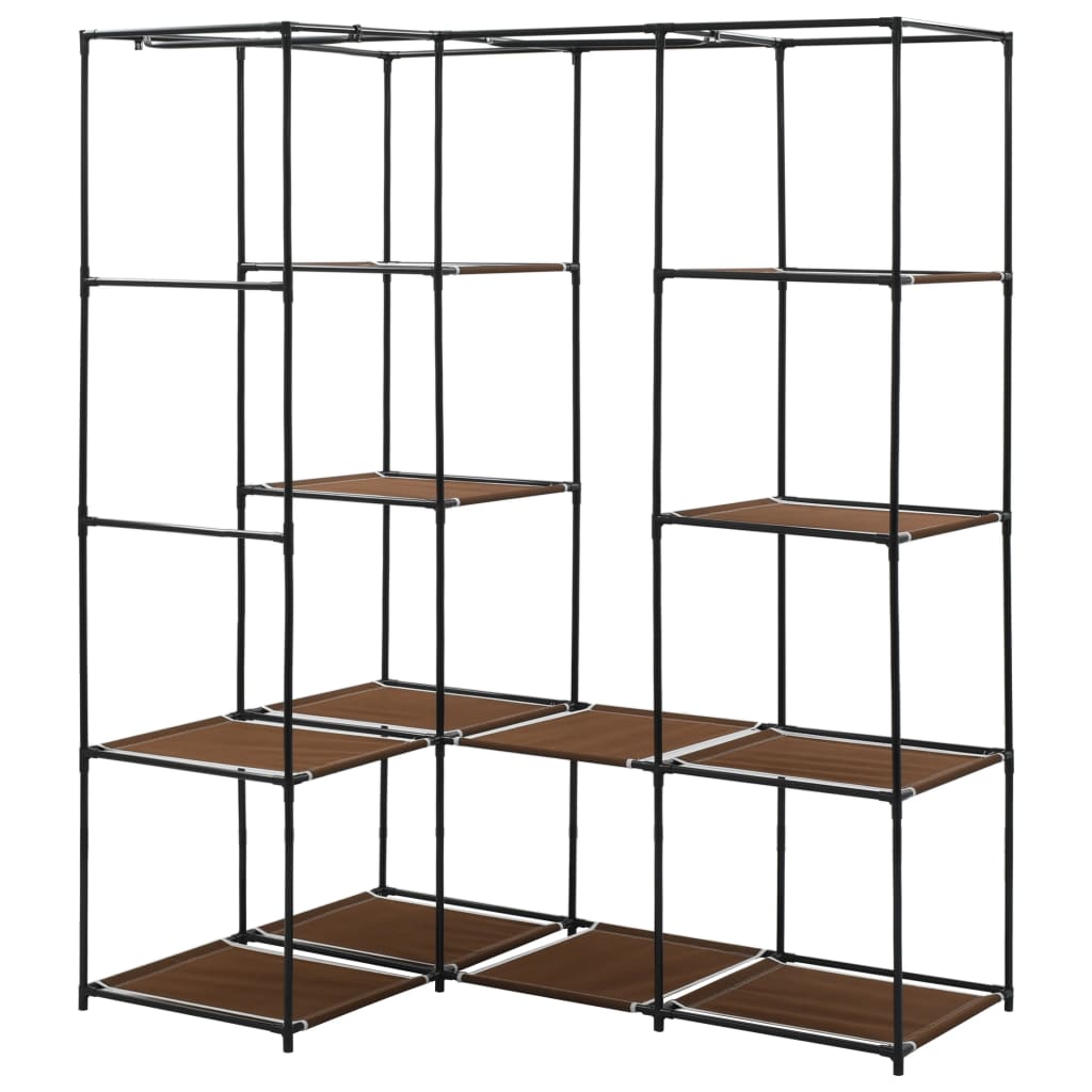 VidaXL Corner Wardrobe 130x87x169 Iron Frame Bedroom - metal frame corner wardrobe with brown shelves