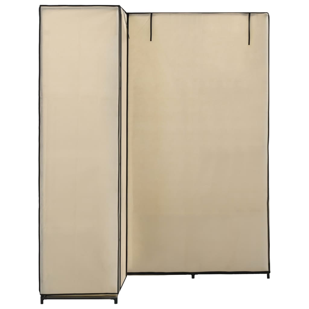 VidaXL Corner Wardrobe 130x87x169 Iron Frame Bedroom in beige fabric panels