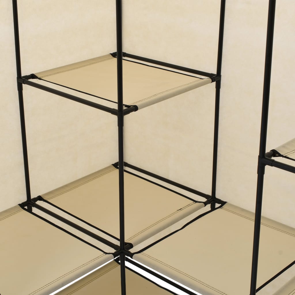 VidaXL Corner Wardrobe 130x87x169 Iron Frame Bedroom with beige fabric panels for corner closet storage.