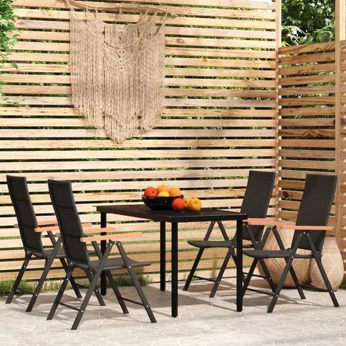 vidaXL vidaXL 5 Piece Garden Dining Set Black and Brown Poly Rattan - Garden Set