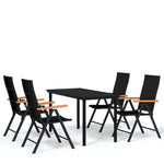 vidaXL vidaXL 5 Piece Garden Dining Set Black and Brown Poly Rattan - Garden Set
