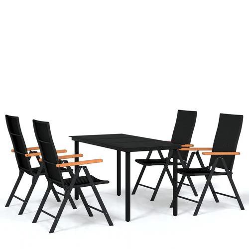 vidaXL vidaXL 5 Piece Garden Dining Set Black and Brown Poly Rattan - Garden Set