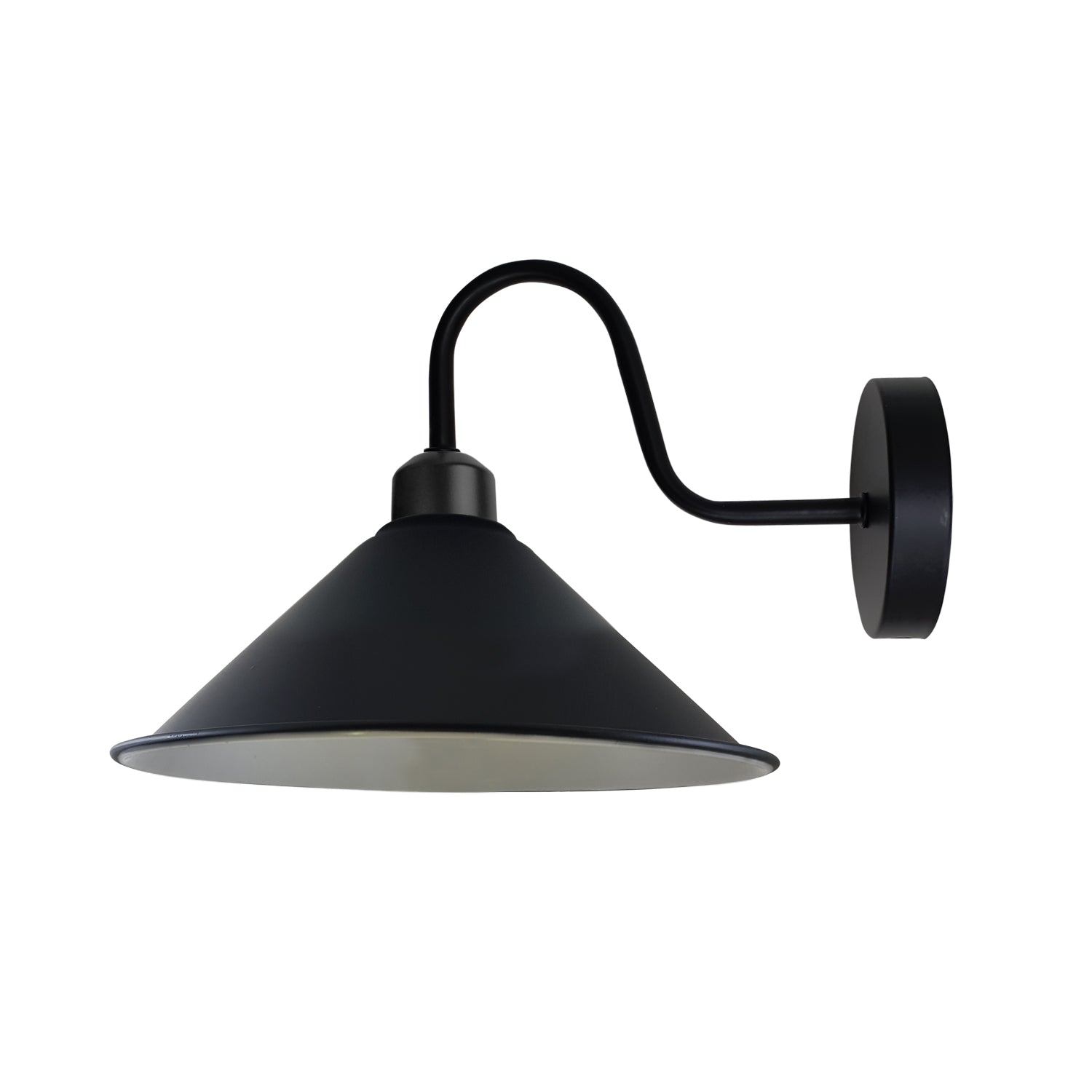 Home Symphony Premium Wall Sconce Cone Shade Swan Neck Dimmable Home in black metal.