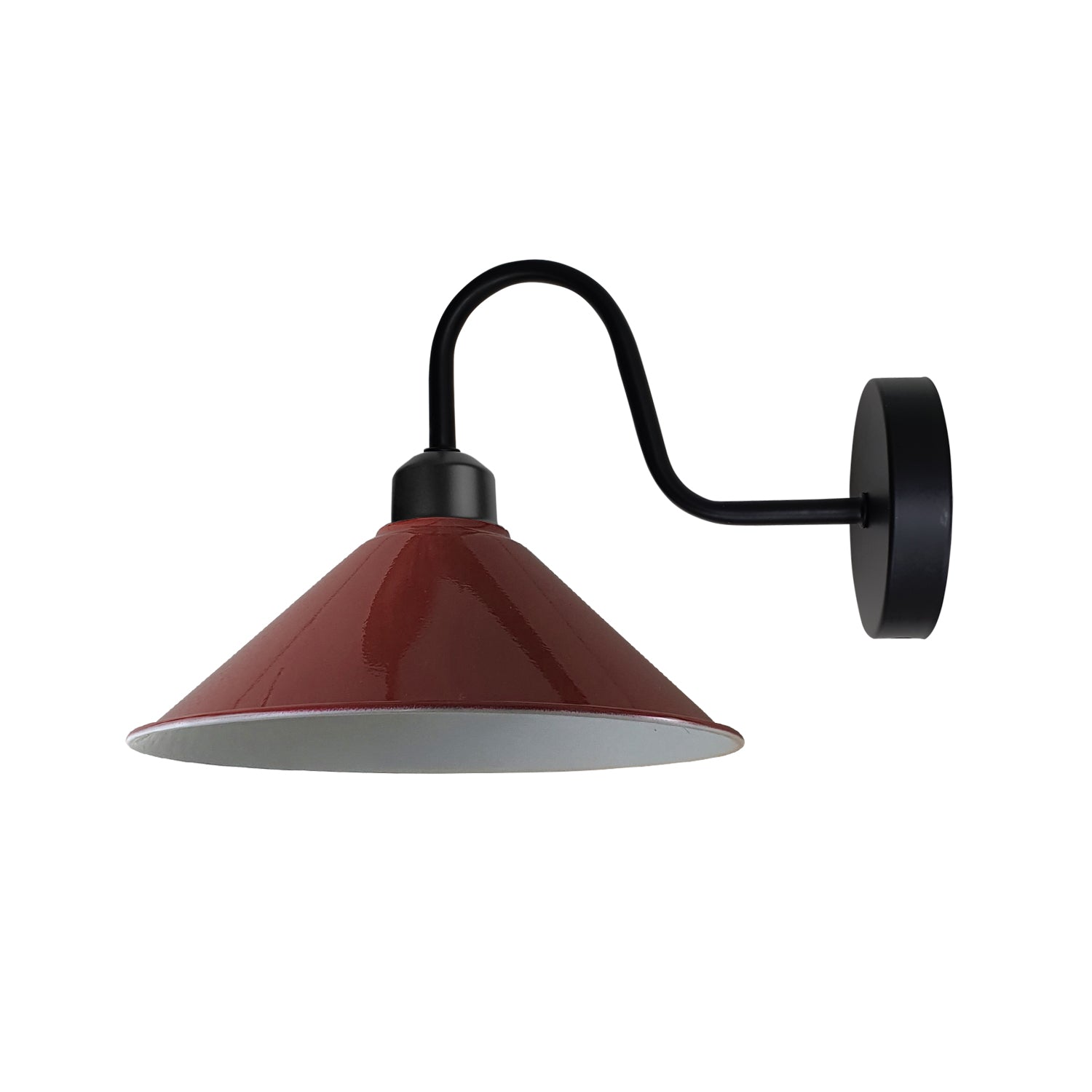 Burgandy Wall Light E27 Cone Shade Swan Neck Indoor Use - Un-branded - Home Symphony