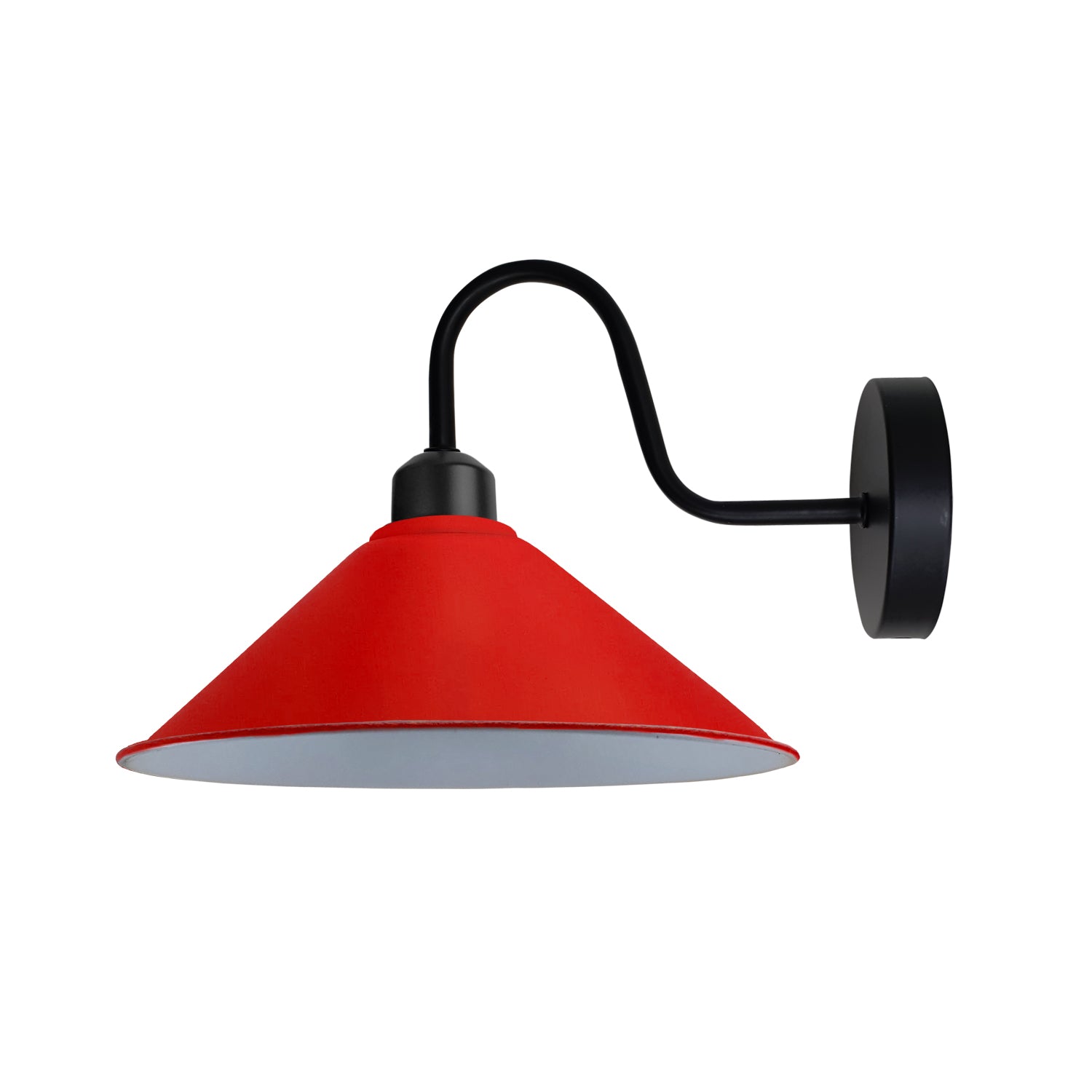 Premium Red Wall Light E27 Swan Neck Cone Shade Home Decor by Home Symphony with black wall mount