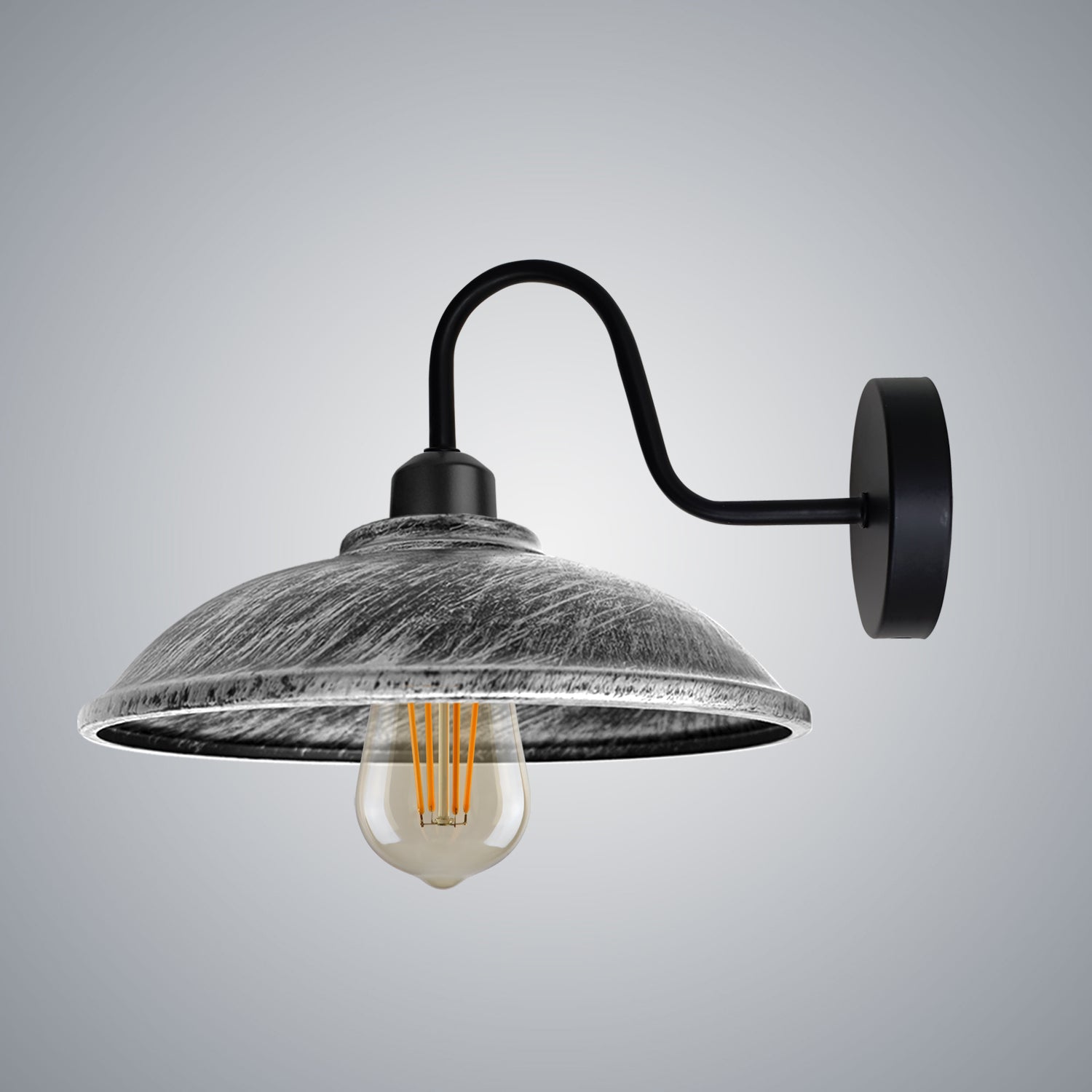 Brushed Silver Wall Light Fixture Swan Neck Hemisphere Home, Home Symphony wall sconce with curved neck and dome shade