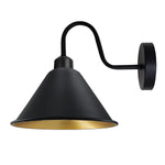 Black Gold Wall Sconce Cone Shade Dimmable For Home by Home Symphony with a matte black exterior and gold interior.
