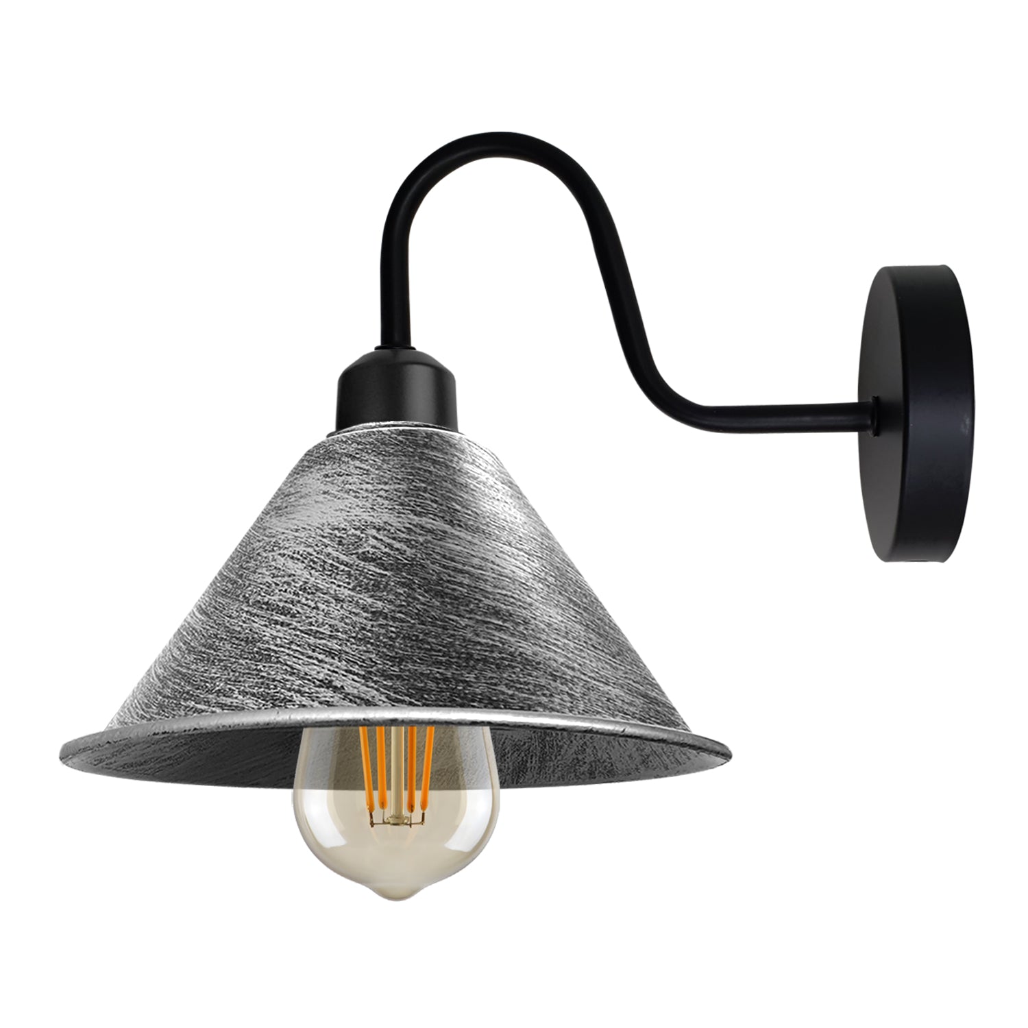 Home Symphony Brushed Silver Wall Light Cone Shade E27 Dimmable Hallway wall-mounted fixture