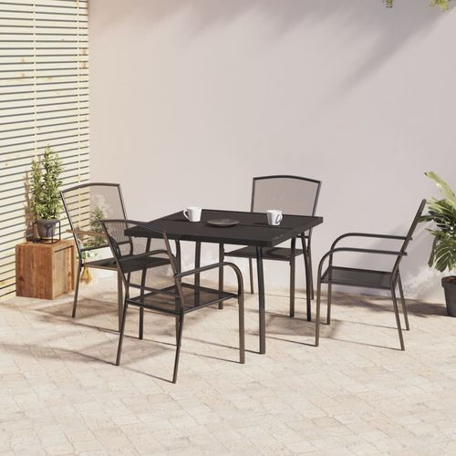 Stylish vidaXL 3 Piece Garden Dining Set in anthracite steel, perfect for outdoor entertaining and relaxation.