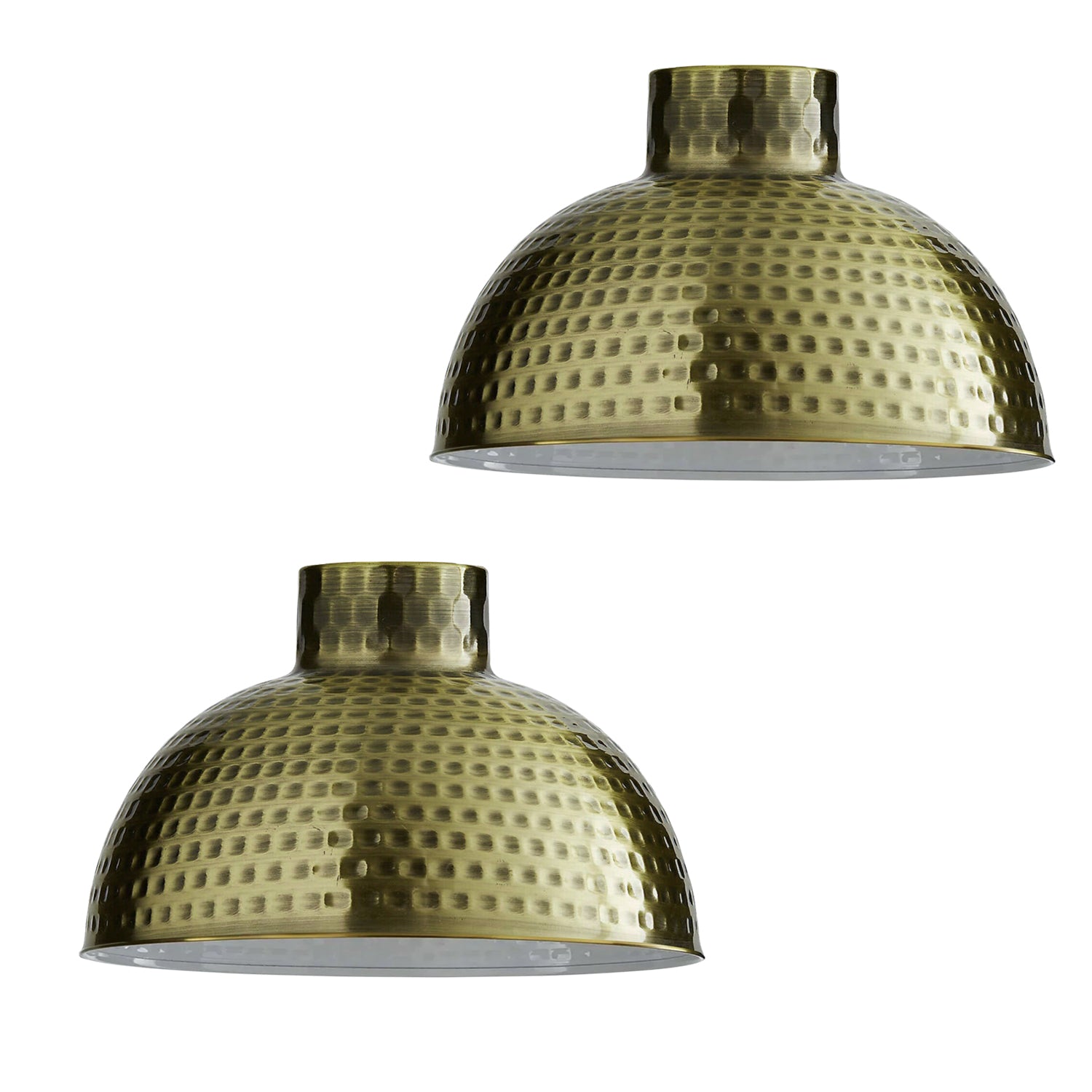 Green Brass Dome Lamp Shade 26cm Easy Fit Home Decor by Home Symphony, hammered brass with green undertone (set of 2)
