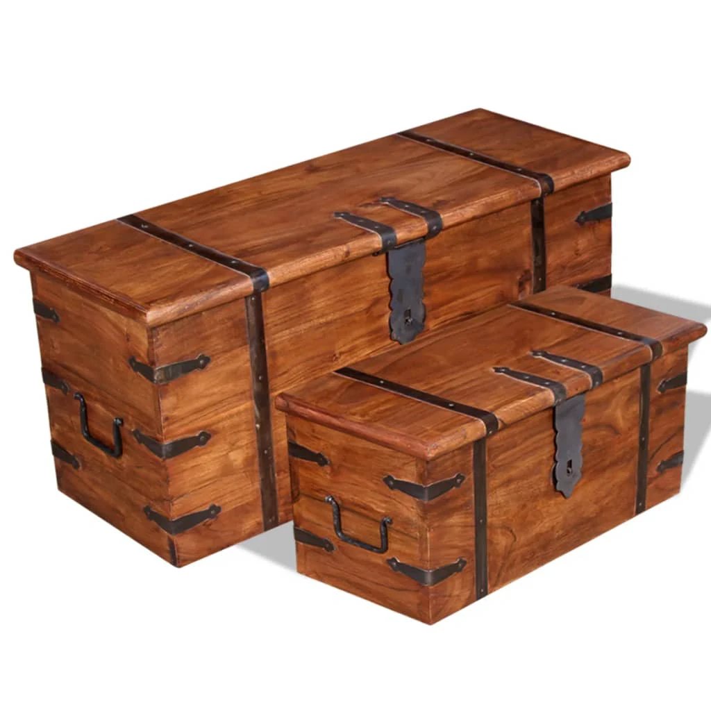 VidaXL Solid Wood Storage Chest Set Honey Finish by vidaXL