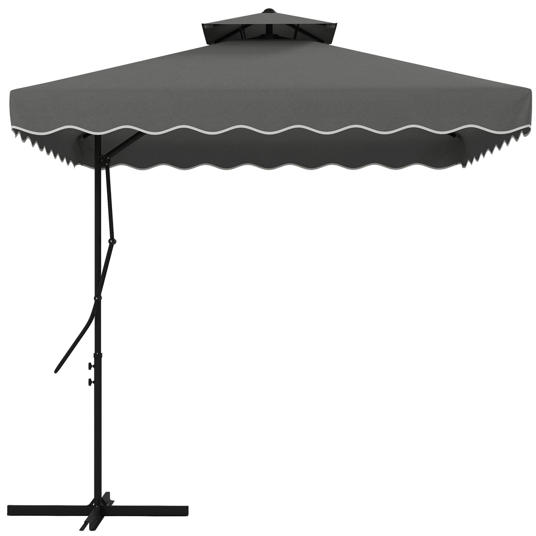 Outsunny 2.5m Square Cantilever Garden Parasol Umbrella with Cross Base, Grey by Outsunny