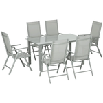 Outsunny Outsunny 7 Piece Garden Dining Set, Outdoor Table and 6 Chair, Aluminium, Grey - Garden Set