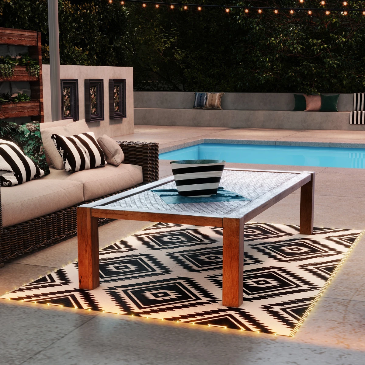 Outsunny Waterproof Outdoor Rug 182x274cm LED Lights Patio by Outsunny