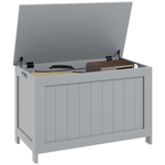 HOMCOM Storage Chest Bench Large White MDF With Two Safety Hinges For Living Room by HOMCOM