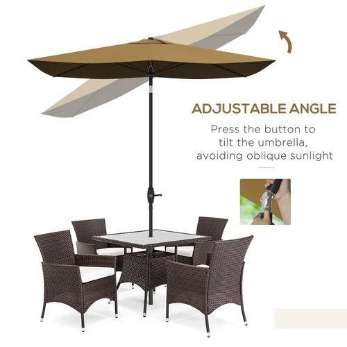 Outsunny Rectangular Market Umbrella 2 x 3 Meter with Crank Handle for Outdoor Patio Use by Outsunny