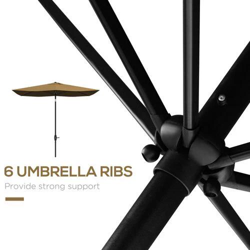 Outsunny Outsunny Rectangular Market Umbrella 2 x 3 Meter with Crank Handle for Outdoor Patio Use - Parasol