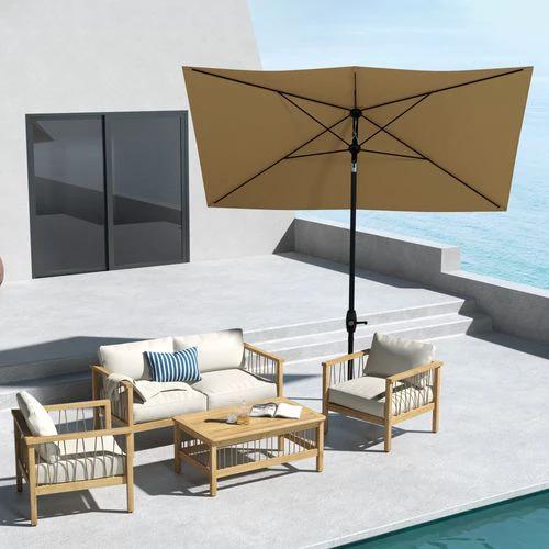 Outsunny Rectangular Market Umbrella 2 x 3 Meter with Crank Handle for Outdoor Patio Use by Outsunny
