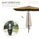 Outsunny Outsunny Rectangular Market Umbrella 2 x 3 Meter with Crank Handle for Outdoor Patio Use - Parasol
