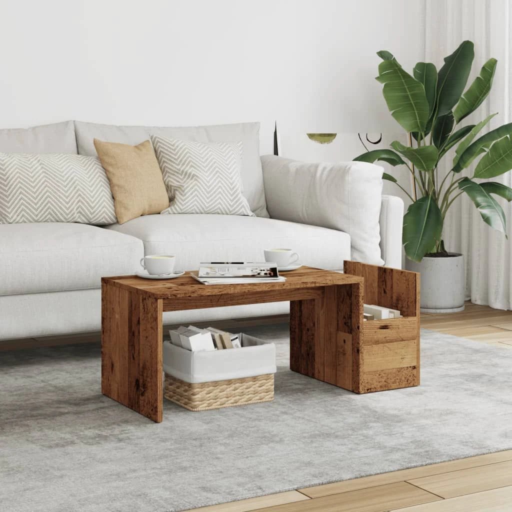 vidaXL VidaXL Coffee Table 90x45x35 Cm White Engineered Wood Openwork Geometric Design With Storage For Modern Living Rooms - Coffee Table