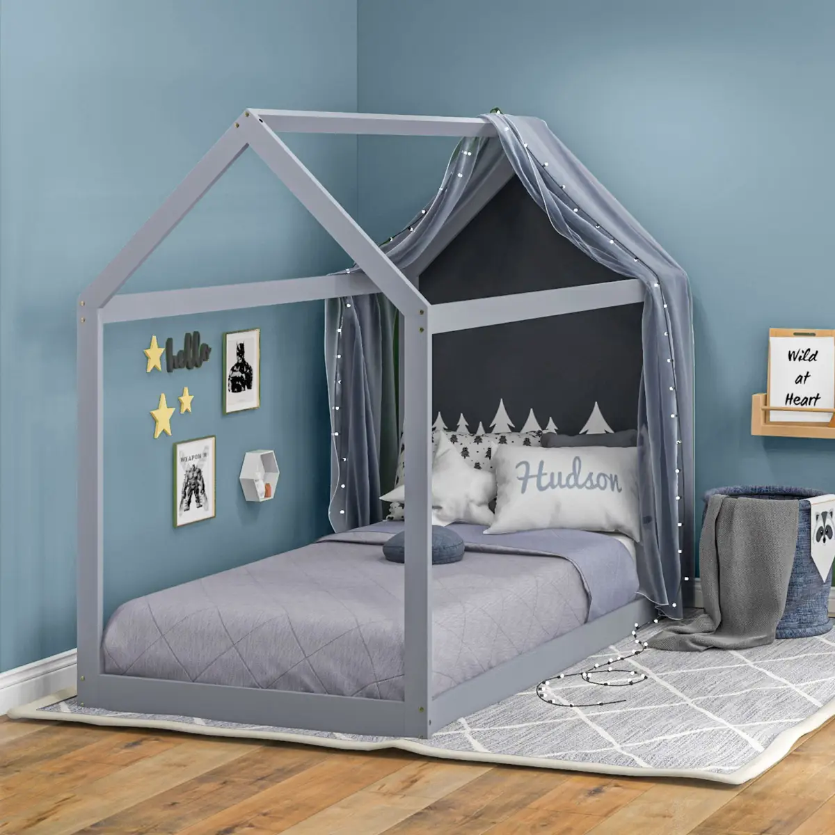 HOMCOM HOMCOM Wooden Single Bed Frame with Tree House Style - Bed Frames