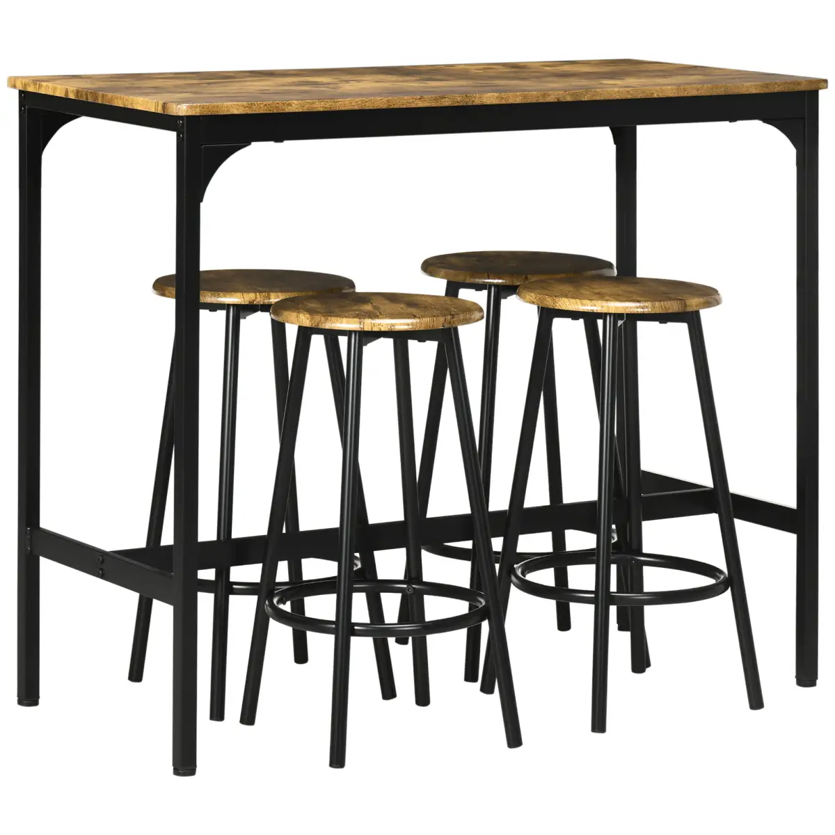 HOMCOM HOMCOM 5 Piece Bar Table and Stools Set with Metal Frame - Dining Set