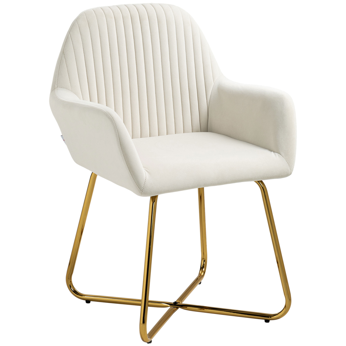 HOMCOM velvet upholstered compact accent chair with vertical back channels and gold metal sled base.