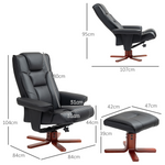 HOMCOM Reclining Armchair With Footstool For Living Room black leather recliner with wooden base and matching footrest