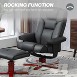 HOMCOM Reclining Armchair With Footstool For Living Room in dark leather, two-piece lounge set.