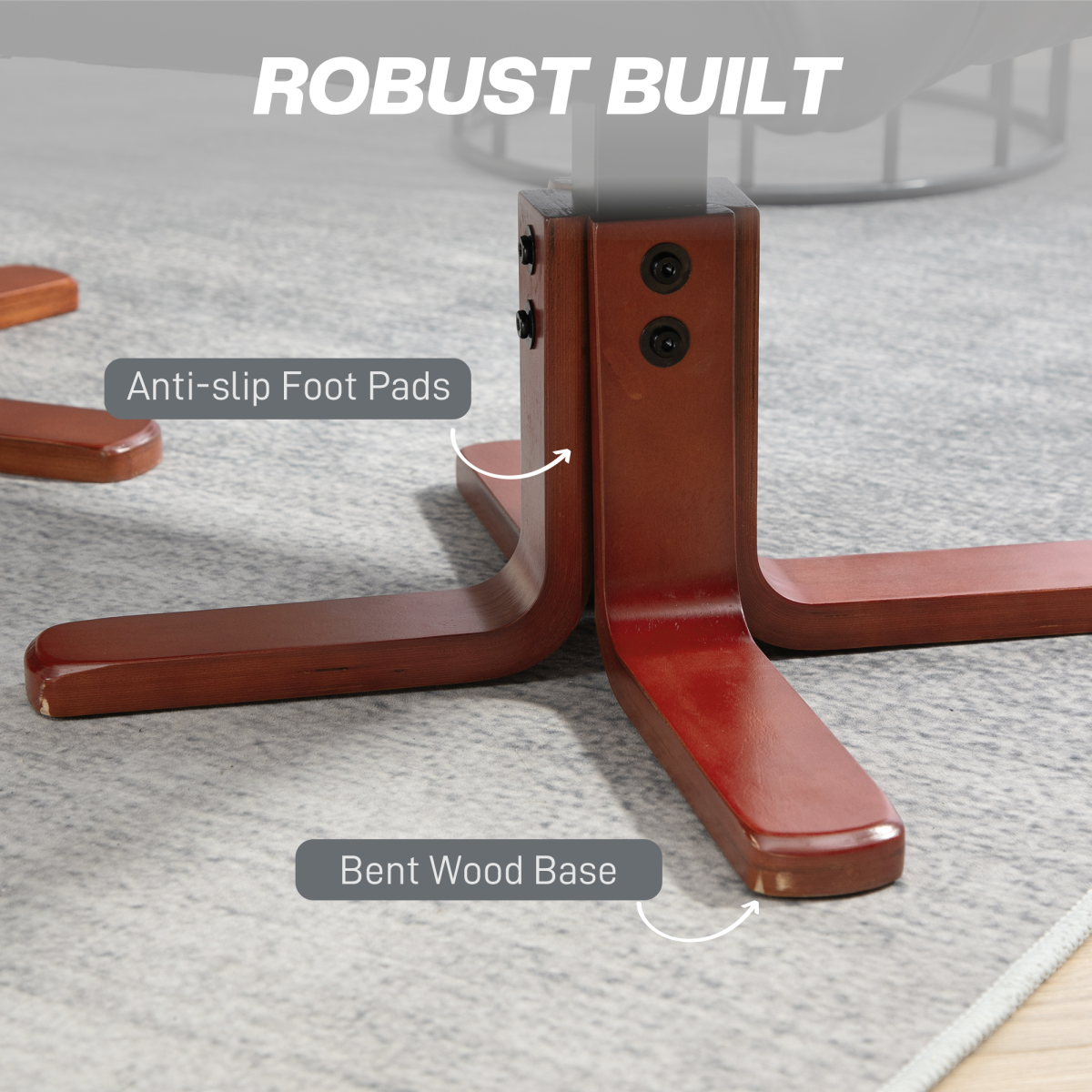 HOMCOM Reclining Armchair With Footstool For Living Room with bent wood base and anti-slip foot pads