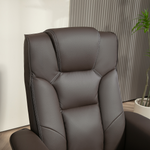HOMCOM Reclining Armchair With Footstool For Living Room in brown leather with cushioned headrest.