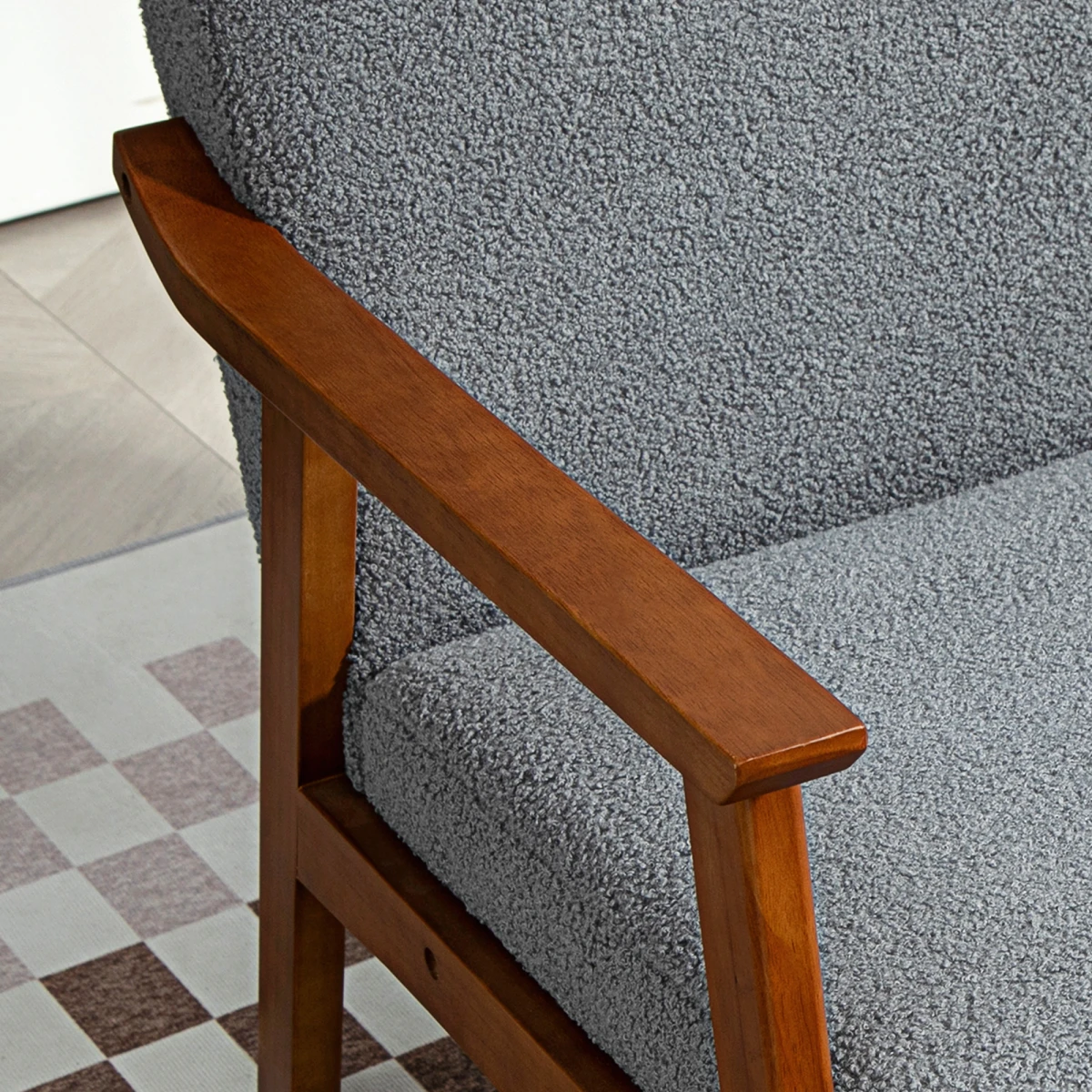 HOMCOM Armchair Wide Seat Boucle Fabric Living Room by HOMCOM