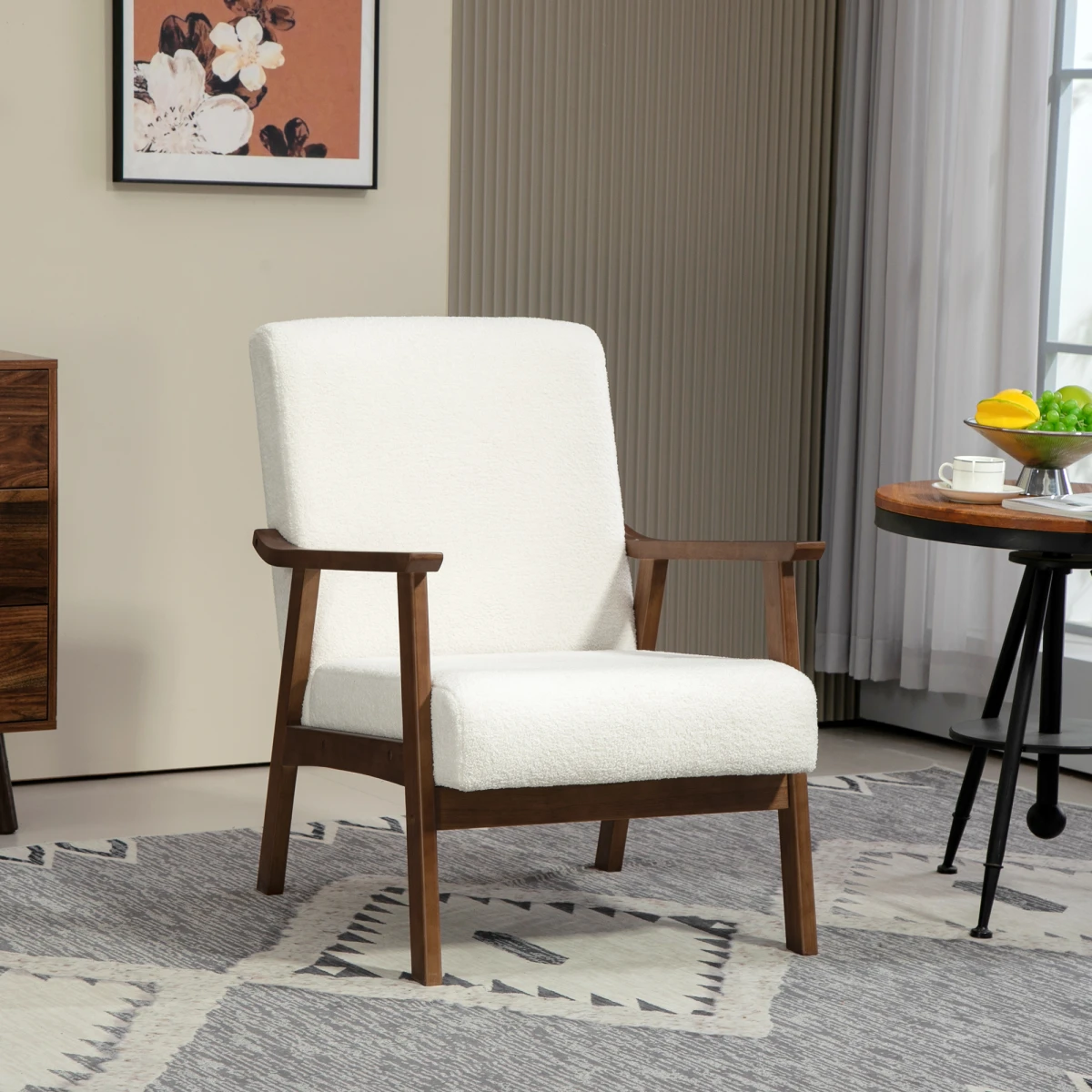 HOMCOM Armchair Wide Seat Boucle Fabric Living Room by HOMCOM