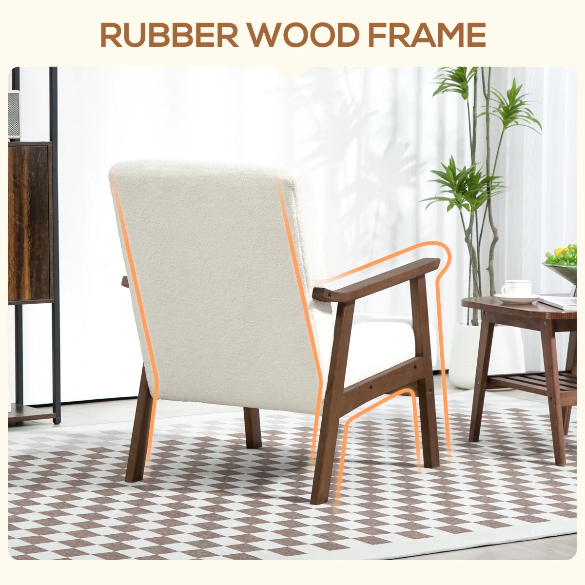 HOMCOM HOMCOM Armchair Wide Seat Boucle Fabric Living Room - Accent Chair