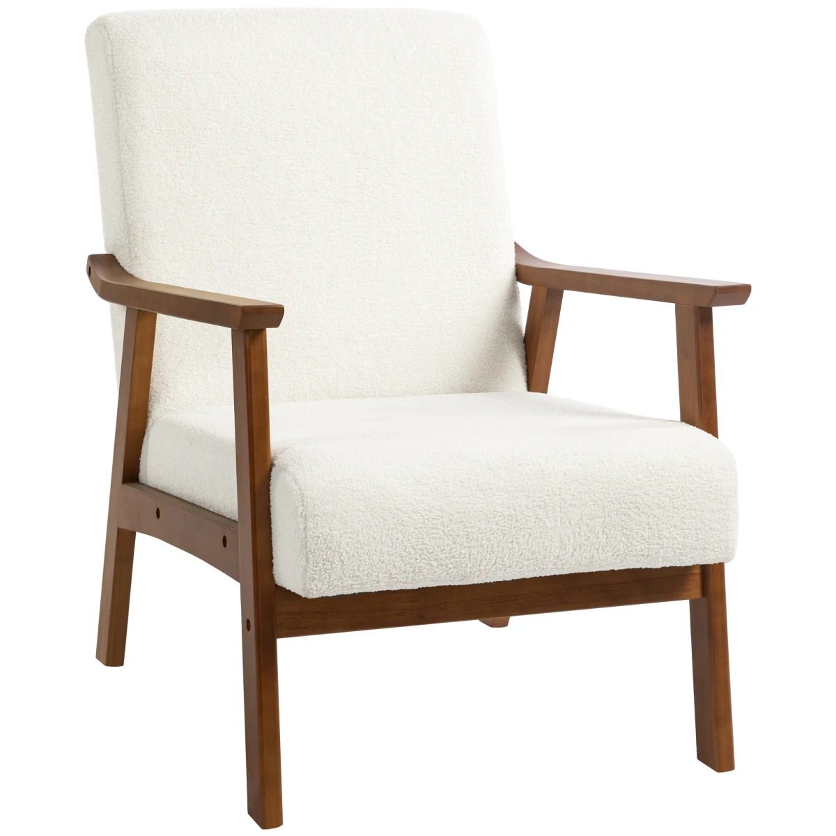 HOMCOM Armchair Wide Seat Boucle Fabric Living Room by HOMCOM
