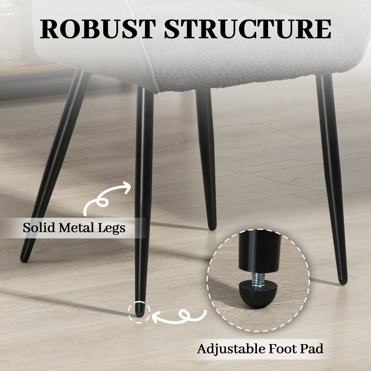 HOMCOM Accent Chair Compact Chenille For Living Room with solid metal legs and adjustable foot pad.