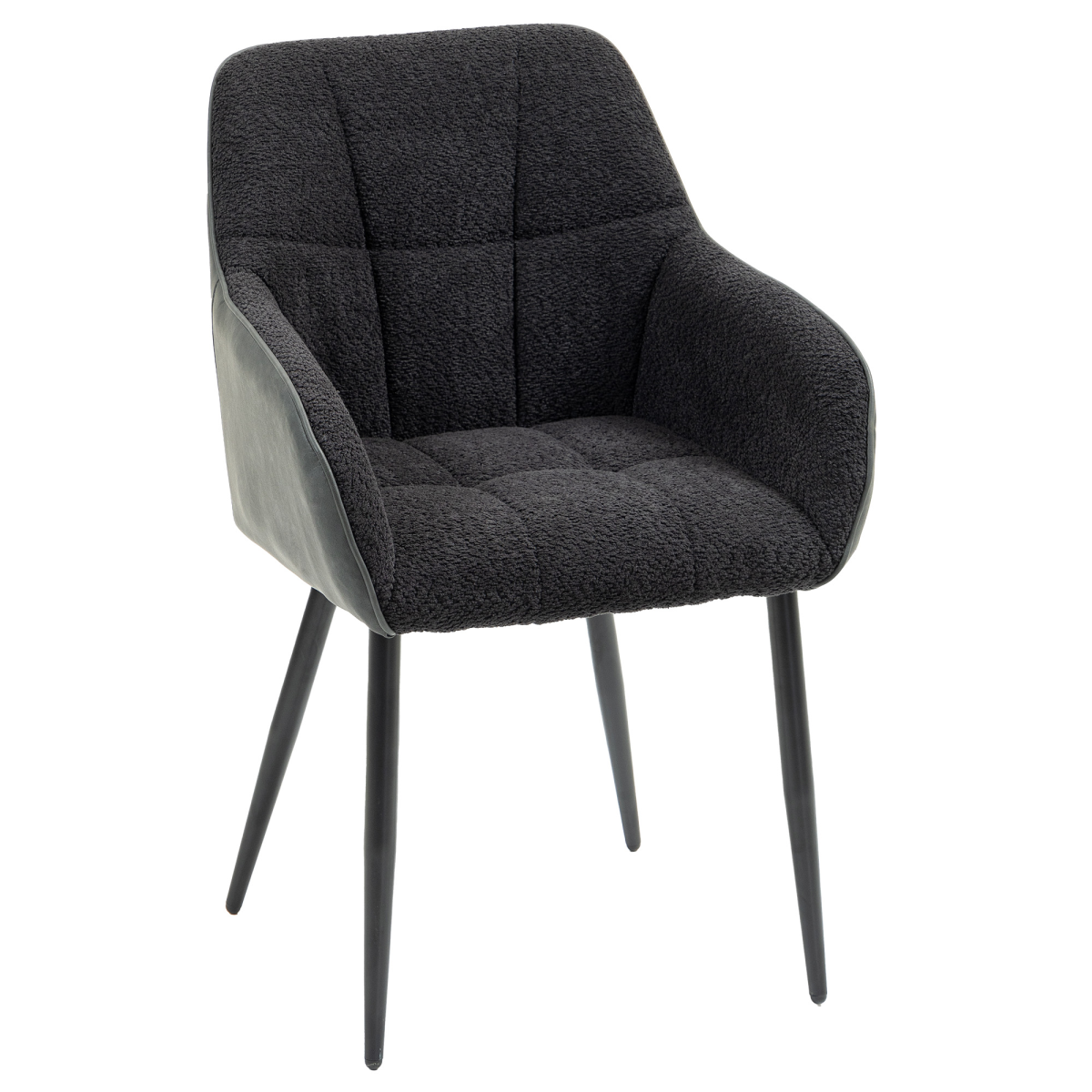 HOMCOM Accent Chair Compact Chenille For Living Room with dark chenille upholstery, curved arms, and slim black legs.