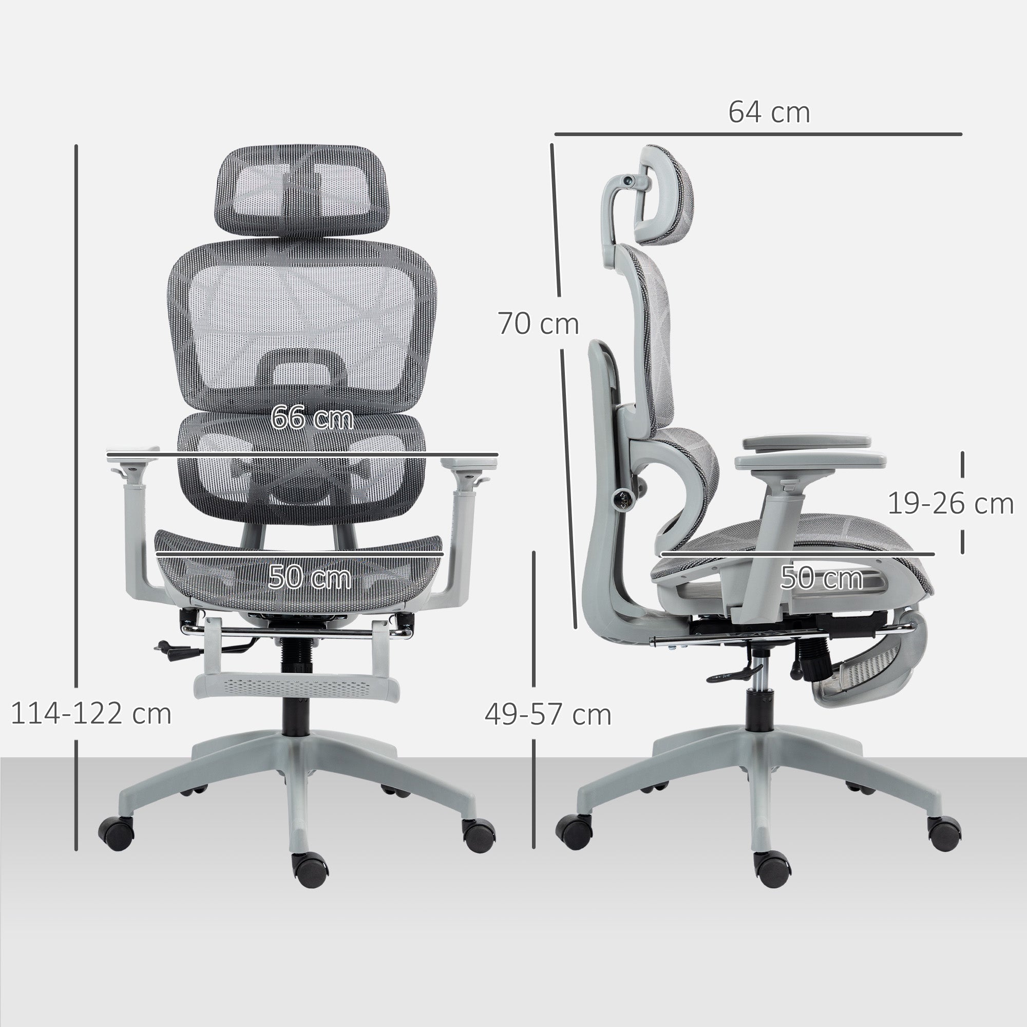Homcom Ergonomic Office Chair Adjustable 3D Armrests Home, mesh back, headrest, 135 degrees recline for home office