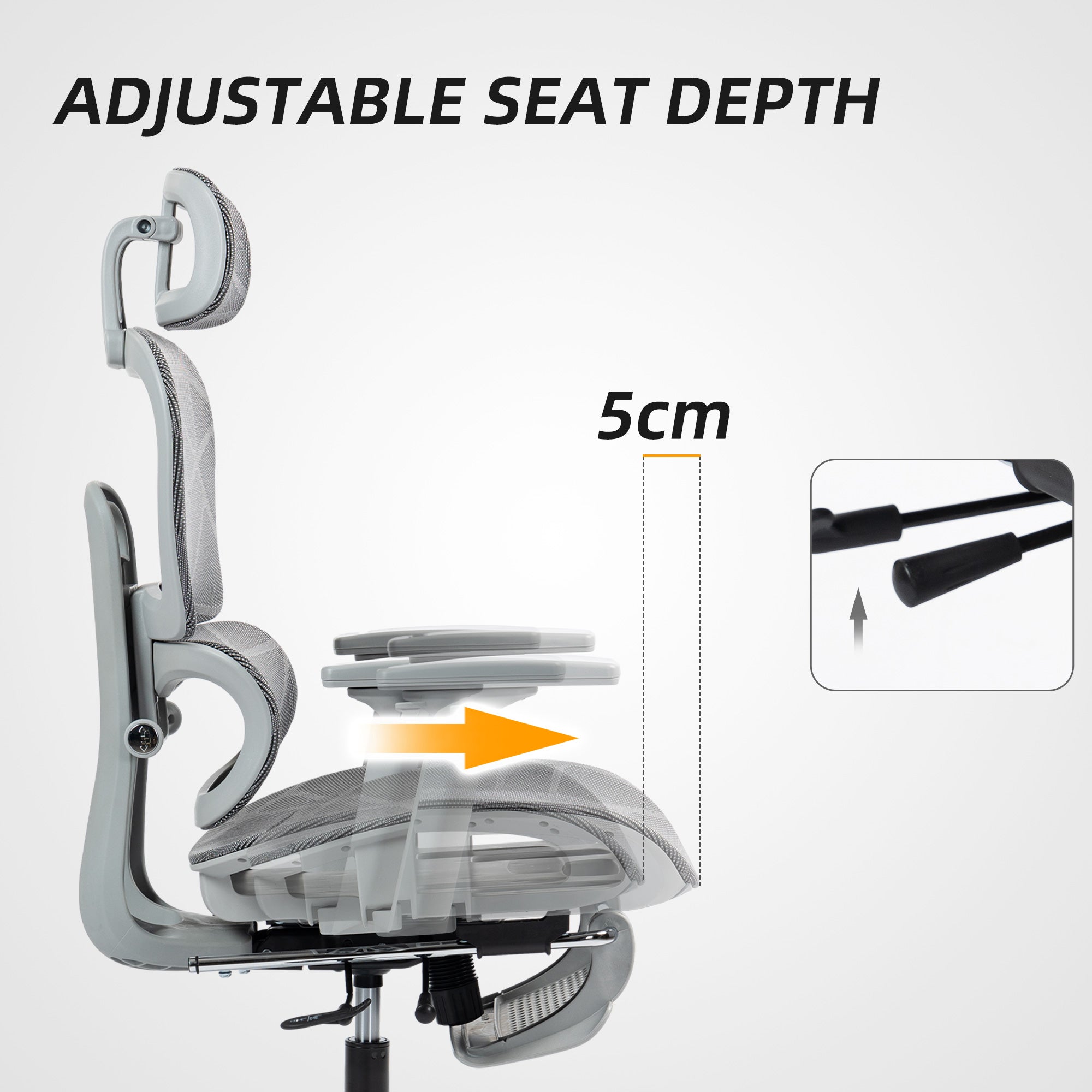 Homcom Ergonomic Office Chair Adjustable 3D Armrests Home with 5cm seat depth and reclining back.