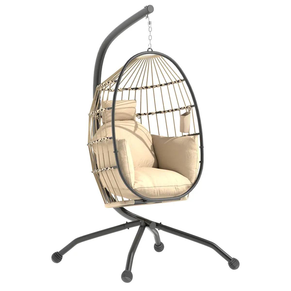 Outsunny Outsunny Egg Chair Outdoor Indoor Garden Swing Chair, Folding Basket - Hammocks