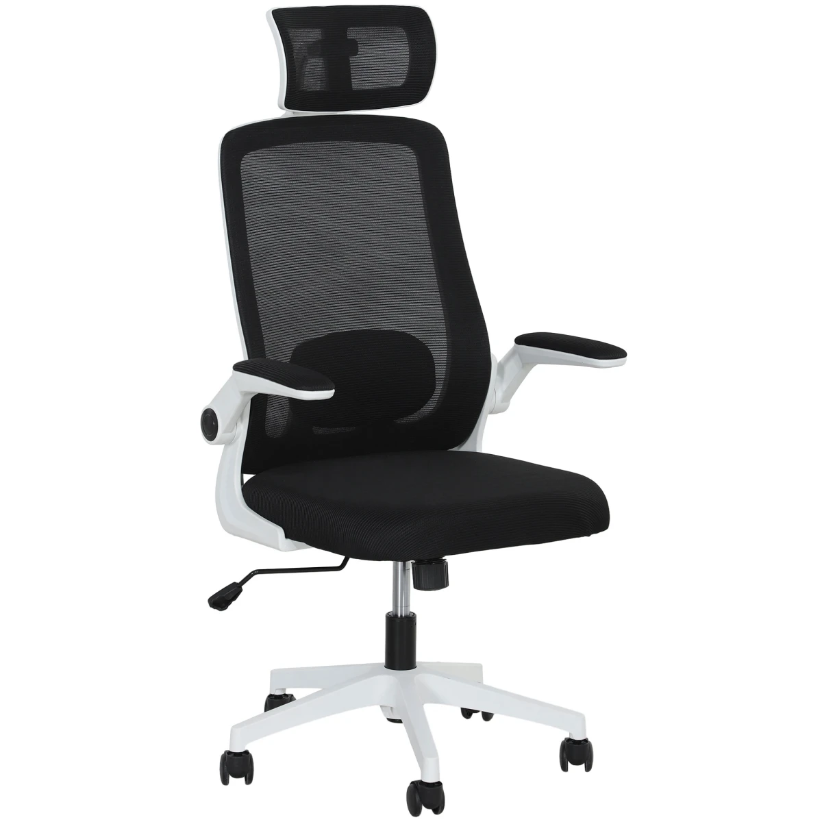 HOMCOM Executive Mesh Office Chair Standard Size Adjustable Headrest Lumbar Support Flip Up Armrests For Professionals by HOMCOM