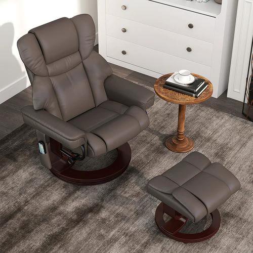 HOMCOM Massage Recliner Chair with Footstool and Adjustable Backrest for Ultimate Relaxation and Comfort by HOMCOM