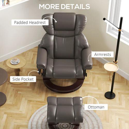 HOMCOM Massage Recliner Chair with Footstool and Adjustable Backrest for Ultimate Relaxation and Comfort by HOMCOM