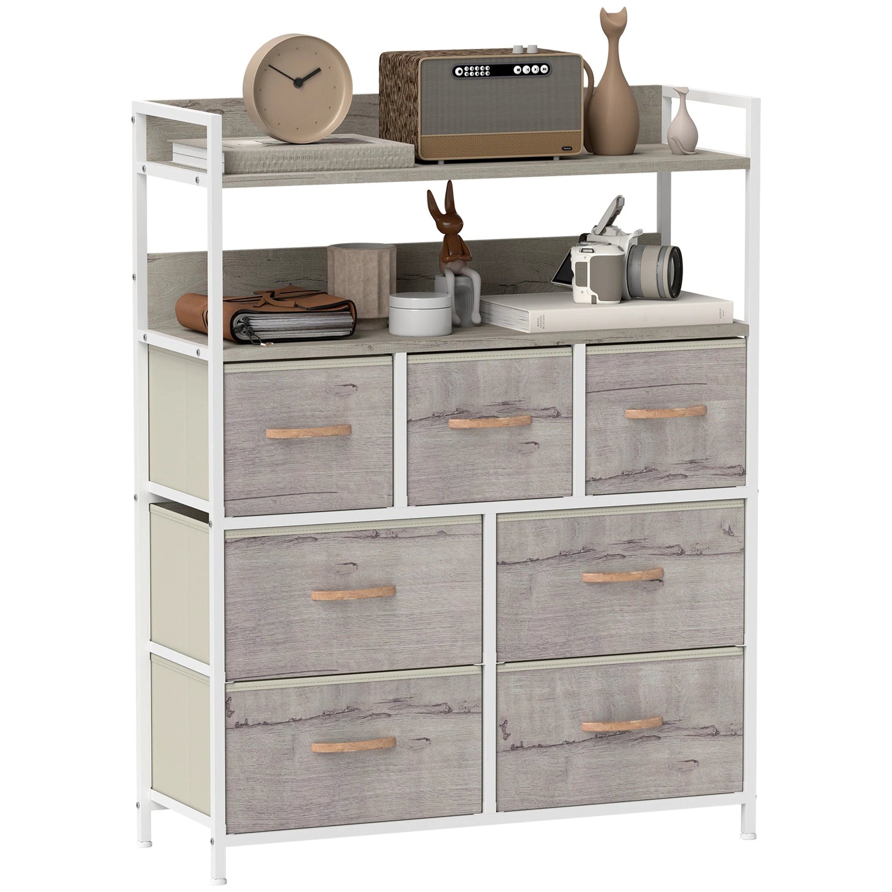 HOMCOM HOMCOM 7 Drawer Dresser Tall With Shelves Bedroom - Chest of Drawers
